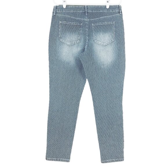 Style & Co Women's Ankle Jeans Size 10 Striped Mid Rise Stretch Blue Distressed - Picture 2 of 9